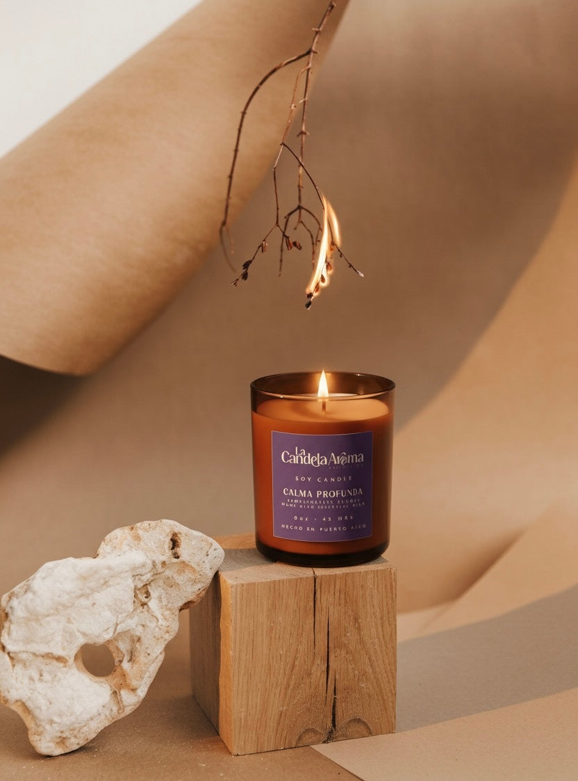 Candela Aromaterapéutica "Calma Profunda" (Aceite Esencial Macerado)