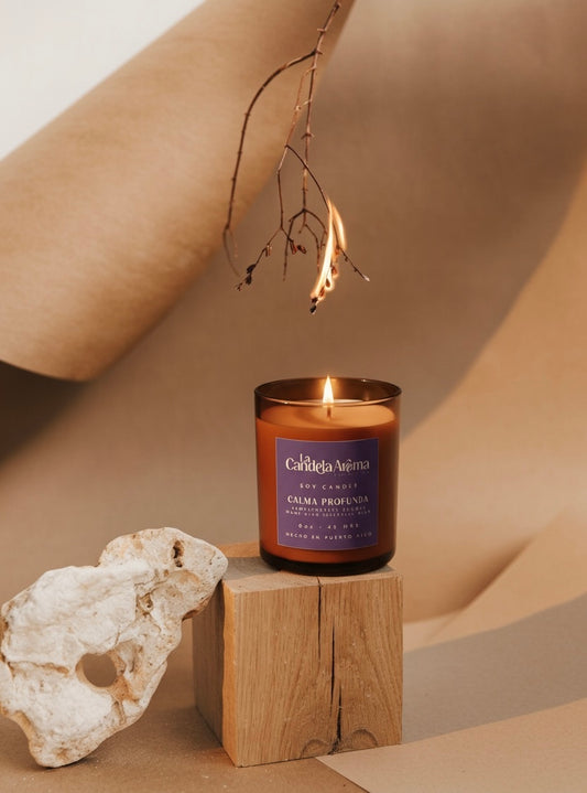 Candela Aromaterapéutica "Calma Profunda" (Aceite Esencial Macerado)