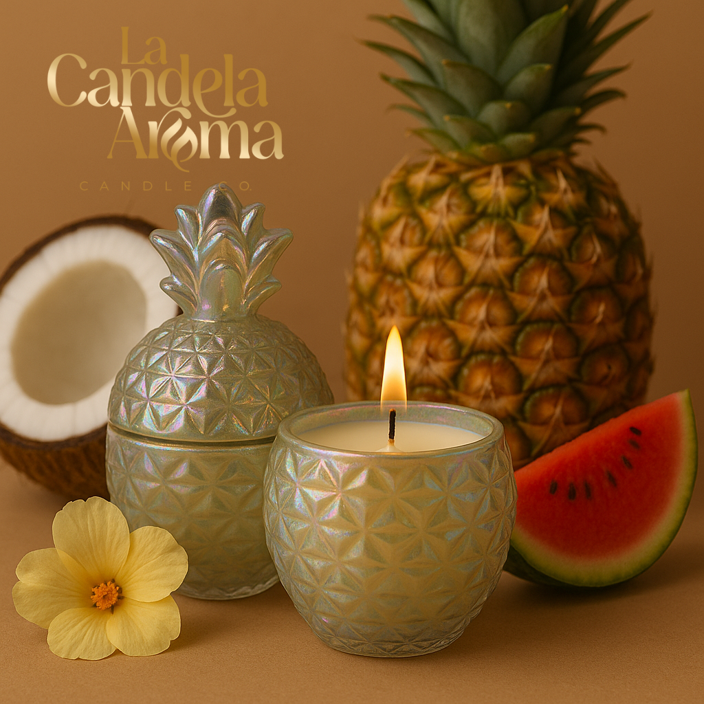 Vela Aromática Tropical 12 oz – Envase de Cerámica Decorativo | La Candela Aroma PR
